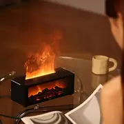 Flame Diffuser USB-Powered Simulated Flame Aroma Diffuser 7-Color Flame Oil Essential Aroma Diffuser with Remote