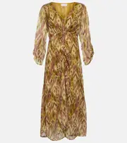 [Velvet] Velvet Cailey printed georgette midi dress AU 16 white