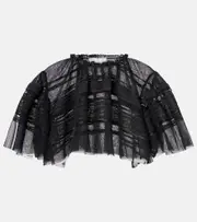 [Xu Zhi] Xu Zhi Lace-trimmed caped mesh crop top AU 12 black