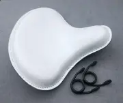 Harley Tractor Style Solo Seat Genuine White Leather Honda Bobber Chopper Yamaha