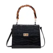 Simply Crossbody Bags Retro Bamboo Travel Small Handbags PU Leather Solid Color Simple Messenger Bag for Women