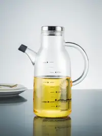 在飛比找樂天市場購物網優惠-YSJ廚房不銹鋼高棚玻璃可控油瓶帶蓋 家用透明油罐大容量倒油
