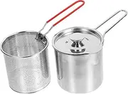 NAMOARLY 1 Set Stainless Steel Deep Fryer Pot with Fry Basket High Temperature Resistant Frying Pan for Quick Cooking at Home Non Design