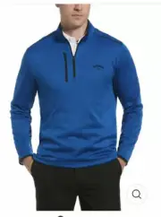 NWT $85 Callaway Mens Tech Fleece Quarter Zip Pullover XXL Olympian Blue Heather