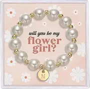 [GINAZL] Flower Girl Proposal Gifts, Initial A-Z Bracelet Will You Be My Flower Girl Gift Thank You for Being Our Flower Girl Gift.