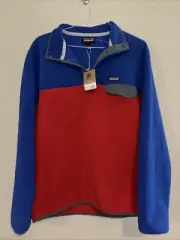 Patagonia Lightweight Synchilla Snap Fleece Pullover Red Blue 25551 Men's LG NWT