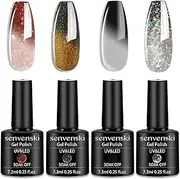 Senvenski Color Changing Gel Nail Polish Kit, UV/LED Thermal Temperature Nail Art Set with Black White Red Grey Brown Gold Glitter Colors | Manicure Gift Kit for Women, Salon Home Use (WB018)