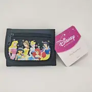 Disney Princesses Tri-fold Wallet w/Zippered Coin Compartment - Black