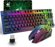 Wireless Gaming Keyboard and Mouse Set Rainbow Backlit