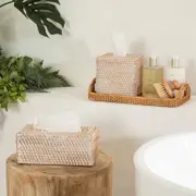 Rattan White Wash Tissue Box Cover Range [HABBRTBCRS22B]