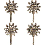 4x LVD Cast Iron Wall Hook Hanger Home Organiser Decor 11x16cm Celestial Sun