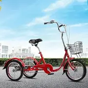 Tricycle for Adults, 16in Three Wheel Cruiser Bike Single Speed Bicycle with Shopping Basket Adult Tricycle for Recreation Shopping Picnics Exercise Men's Women's