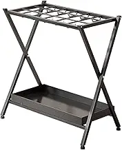 Umbrella Holder | Umbrella Holder with 18 Lockers - Large Iron Storage Organizer with Hooks and Removable Water Tray for Entryway Home Office Hotel