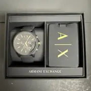 ARMANI EXCHANGE Men's Watch OUTERBANKS AX7105 Chrono Silicone Black/Gold - NEW