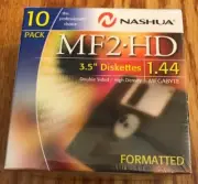 Diskettes Formatted 3.5” 1.44 MB Nashua MF2-HD 10 Pack PC Double Sided Floppy