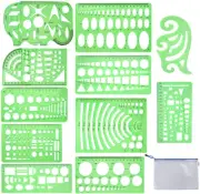 11 Pieces Geometric Drawings Templates Stencils Plastic Measuring Template Ruler