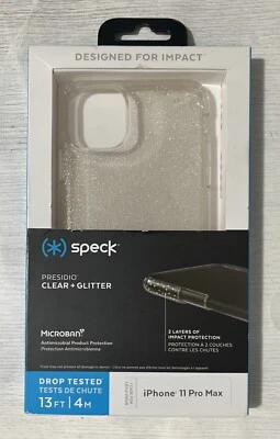 Speck Presidio Clear+Glitter Phone Case For iPhone 11 Pro Max Clear/Gold Glitter