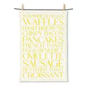 Breakfast Foods Text Kitchen Tea Towel