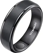 JEROOT 8mm Black Titanium Magnetic Ring for Men, 5mm Silver Pure Titanium Magnetic Ring for Women, Healing Ring with 3500 Gauss Magnets for Jewelry Gifts, 5mm,22.2mm, Titanium Stainless Steel