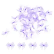 50Pcs Mini Chiffon Ribbon Bow 1" Mini Fabric Satin Craft DIY Light Purple