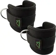 CampTeck U6831 D-Ring Ankle & Wrist Cuffs Neoprene Adjustable Strap for Gym Cable Machine Workouts, Glute Legs & Abdominal Exercises – Black, 1 Pair