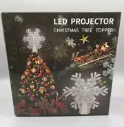 Christmas Tree Topper Lighted LED Star Snowflake Projector Rotating Lamp Silver
