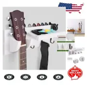 Vintage White Guitar Wall Hanger with Hooks & Accessory Shelf - Sturdy & Stylish