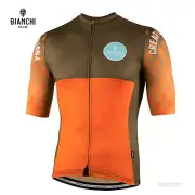 NEW Bianchi Milano TIRANO Short Sleeve Cycling Jersey : ORANGE/OLIVE GREEN