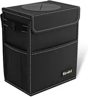 K KNODEL Car Trash Can, Car Bin, Waterproof Auto Garbage Bag, Car Bin with Lid, Leak-Proof Car Storage Bag, Auto Garbage Bag Hanging (Medium, Black)
