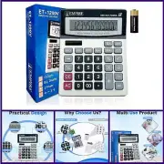 Calculator with Large Key Buttons, 12 Digits, Large Eye-Angled Display, Solar