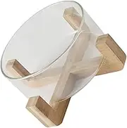 TIDTALEO Glass Salad Mixing Bowl with Wooden Base Transparent Heatproof Fruit Storage Bowl for Parties Gatherings Food Container Easy to