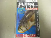 5 Mustad Big Bite Ultra Point Offset Worm Fishing Hooks Size 1/0