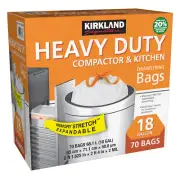 Kirkland Heavy Duty 18-Gallon Compactor & Kitchen Trash Bag, 70 Bags