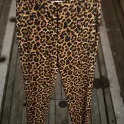 Zara Animal Print Size 10 Pant, Stretch Fabric, Belt Hoops, New