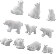 FELTECHELECTR 10 Pcs Micro Landscape Decoration Mini Animals Christmas Decorations Bling Decor Arctic Animal Figures Toy Christmas Bears Figurines Nativity Animals Figurines Miniature Polar Bear