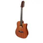Timberidge 'Messenger Series' 12-String Mahogany Solid Top Acoustic-Electric Dreadnought Cutaway Guitar (Natural Gloss)