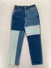 Hollister Mom Jeans Women's 5 27x27 Blue Color Block Denim Patches High Rise NWT