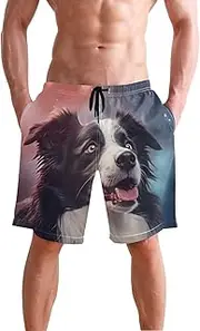 [XYMZR] Collie Head Galaxy Men's Swim Trunks Quick-Dry Bathing Suit Swimming Board Shorts S