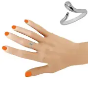 Sterling Silver Snake CZ Cubic Zirconium Adjustable Ring or Toe Ring