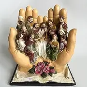 SHOWFEICAT The Last Supper Statue Jesus Statue The Last Supper Figure Palm Christian Resin Material Odorless Non-Toxic Suitable for Home Decoration Public Area Decoration Garden Decoration