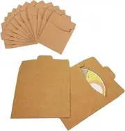 Granmagazz Kraft Paper DVD Envelopes Cardboard CD Sleeves, 50 PCS CD Sleeves Durable Kraft Paper CD/DVD Storage Bags, Secure Flap Closure, Ideal for Media Storage & Protection