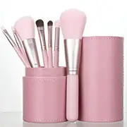 7PC Makeup Brush Set With Case Organizer Pink Blush Eyeshadow Concealer Lip Cosmetics Make up For Powder Foundation Beauty Tools