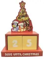 BLUEY CHRISTMAS COUNTDOWN WOODEN BLOCKS/CALENDAR SET -RED - Brand New, LAST ONE!