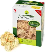 Flamers Firelighters - 24 Units Natural Fire Lighters for Wood Burner Firepit BBQ Pizza Oven Fireplace Chimenea Barbecue Fire Starter - Firestarter for Kiln Dried Kindling Log Coal Charcoal Briquette