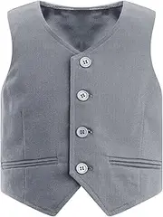 [Linjinx] Kids Boys 4 Buttons Tuxedo Waistcoat Formal Suit Vest Wedding Prom Party Christenings Outfit