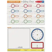 6pc Melissa & Doug Telling Time Write-A-Mat Kids/Childrens Interactive Toy 6y+