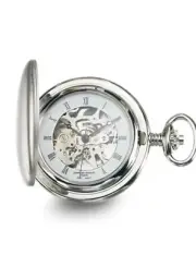 Charles Hubert Chrome-finish White Skeleton Dial Pocket Watch
