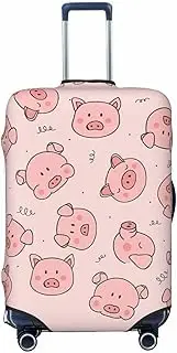 [CADREWY] Pink cute pig Print Travel Suitcase Cover Luggage Protector with Elastic Anti Scratch for Carry On, Black, Medium