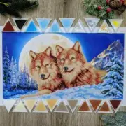 Bead embroidery.Diagram.Bead cross stitch kit.Bead set.NW-273 Wolves