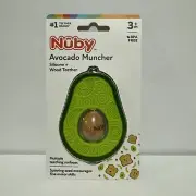 Nuby Silicone Avocado Teether with Spinning Wood Seed- 3+ Months New/Sealed